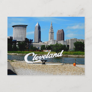 Classic Cleveland River Skyline Briefkaart