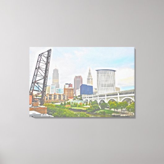 Classic Cleveland River Uitzicht Canvas Afdruk (Voorkant)