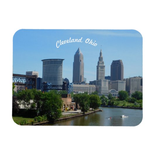 Classic Cleveland River Uitzicht Magnet Magneet (Horizontaal)