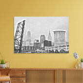 Classic Cleveland River Uitzicht Skyline Canvas Afdruk (Insitu (Woonkamer))