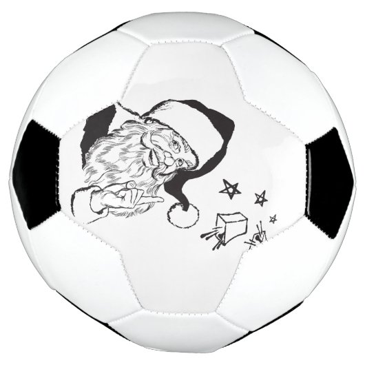 Classic Clipart Santa Claus Black White Retro Voetbal (Gedraaid)
