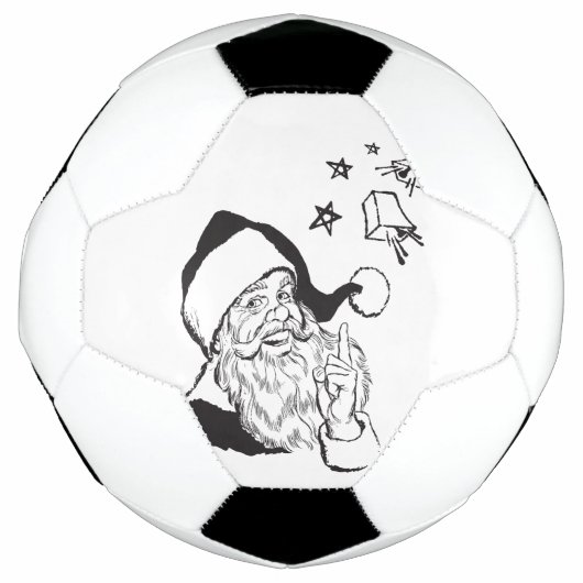 Classic Clipart Santa Claus Black White Retro Voetbal (Voorkant)