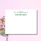 Classic Clouds Forest Green Name Nursery Note Card Kaart