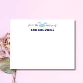 Classic Clouds Navy Blue Name Nursery Note Card Kaart