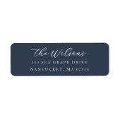 Classic Coastal Navy Blue Script Retouradres Etiket (Voorkant)