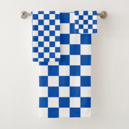 Classic cobalt blue checkerboard bad handdoek