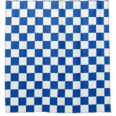 Classic cobalt blue checkerboard douchegordijn (Voorkant)