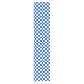 Classic cobalt blue checkerboard korte tafelloper (Voorkant)