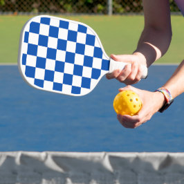 Classic cobalt blue checkerboard pickleball paddle