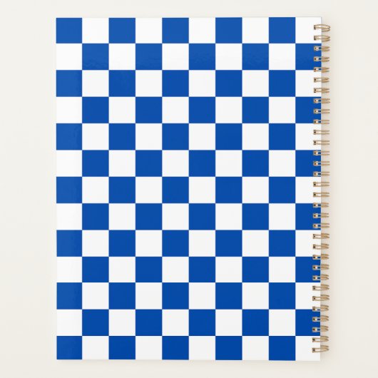 Classic cobalt blue checkerboard planner (Achterkant)