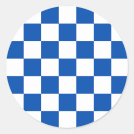 Classic cobalt blue checkerboard ronde sticker