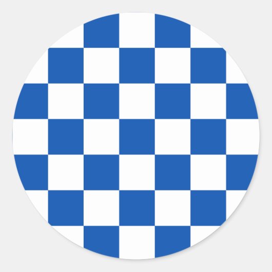 Classic cobalt blue checkerboard ronde sticker (Voorkant)