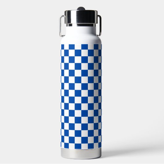 Classic cobalt blue checkerboard waterfles (Voorkant)