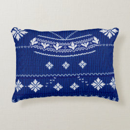 Classic Cobalt Blue & White Nordic Snowflake Knitt Accent Kussen