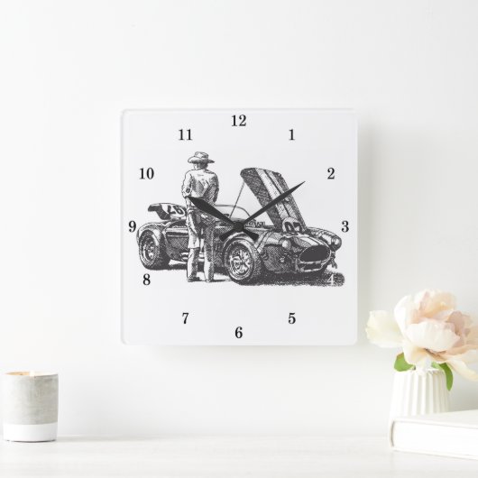 Classic Cobra Automobile Vierkante Klok (Huis)