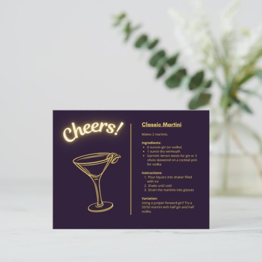Classic Cocktail Briefkaart - Martini (Staand voorkant)