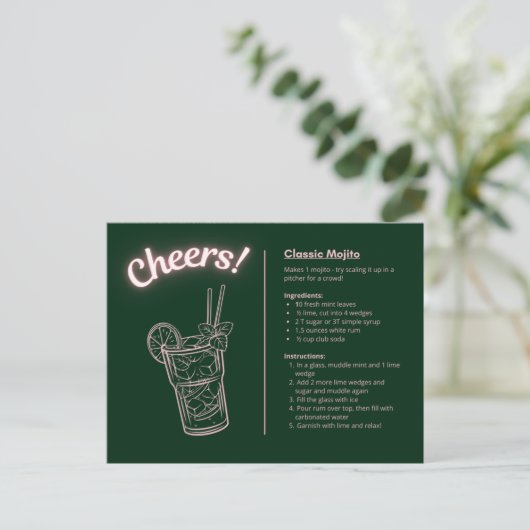 Classic Cocktail Briefkaart - Mint Mojito (Staand voorkant)