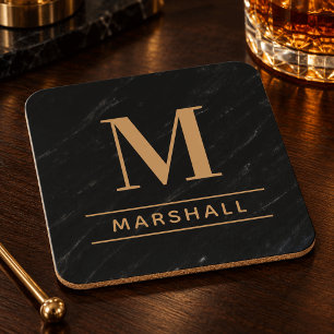Classic Cognac Tan Personalized Monogram Initiaal Bier Onderzetter