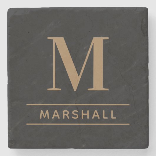 Classic Cognac Tan Personalized Monogram Initiaal Stenen Onderzetter (Voorkant)