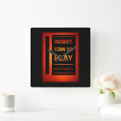 Classic Coin-Op Arcade Wall Clock | Gamer Decor Vierkante Klok (Huis)