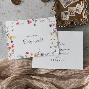 Classic Colorful Bridesmaid proposal Note Kaart Notitiekaartje