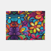 CLASSIC COLORFUL DOODLE FLOWERS ART DESIGN FLEECE DEKEN (Voorkant (Horizontaal))