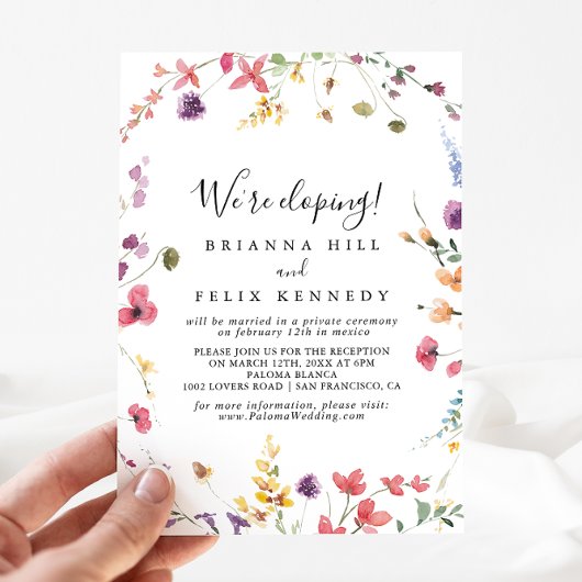 Classic Colorful Elopement Reception Kaart