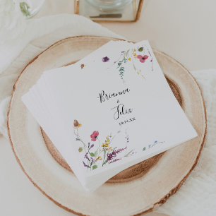 Classic Colorful Wild Floral Wedding Napkin Servet