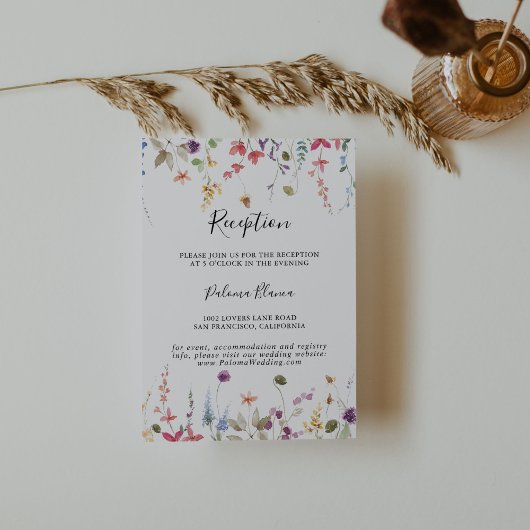 Classic Colorful Wild Floral Wedding Reception Informatiekaartje