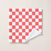 Classic coral red checkerboard bad handdoek (Wasdoekje)