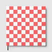 Classic coral red checkerboard gastenboek (Voorkant)