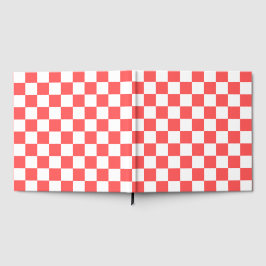 Classic coral red checkerboard gastenboek