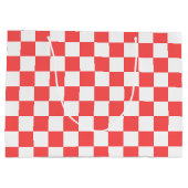 Classic coral red checkerboard groot cadeauzakje (Achterkant)