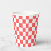 Classic coral red checkerboard papieren bekers (Rechts)