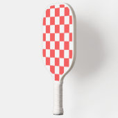 Classic coral red checkerboard pickleball paddle (Links)
