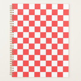 Classic coral red checkerboard planner