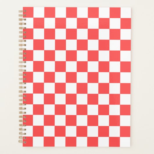 Classic coral red checkerboard planner (Voorkant)