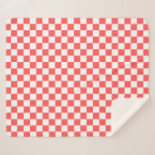 Classic coral red checkerboard sherpa deken (Voorkant (horizontaal))