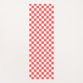 Classic coral red checkerboard yogamat (Voorkant)