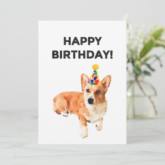 Classic Corgi Birthday Kaart (Staand voorkant)