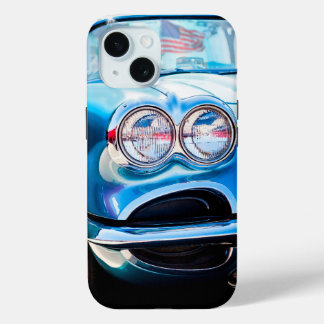 Classic Corvette 1960 Blauw Antiek iPhone 15 Case