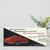 Classic Corvette Birthday Party Invitation Kaart (Staand voorkant)