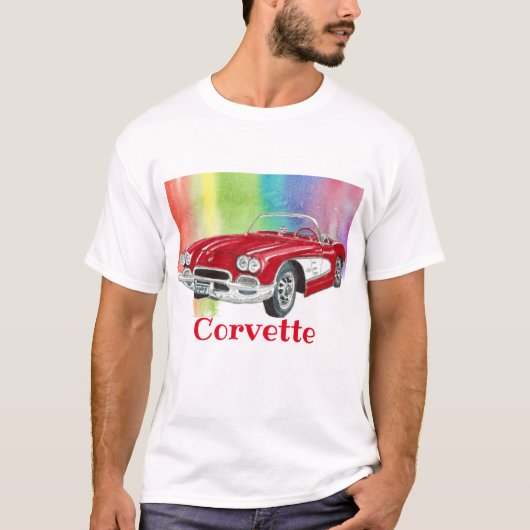 'Classic Corvette Convertible Waterverf Art T-shirt (Voorkant)