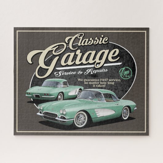 Classic Corvette Garage Jigzaag Puzzle Legpuzzel (Horizontaal)