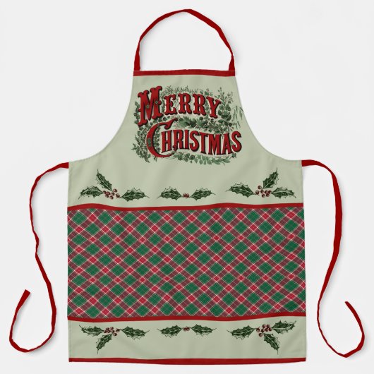 Classic Country "Merry Christmas" Apron Schort (Voorkant)