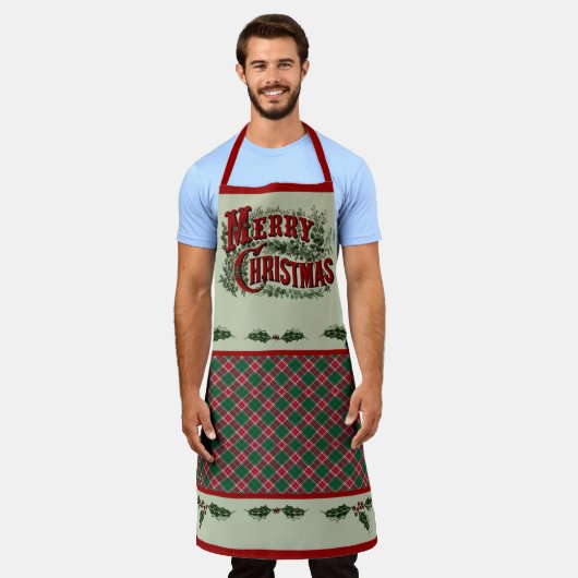 Classic Country "Merry Christmas" Apron Schort (Gedragen)