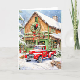 Classic Country Winter Farmhouse Merry Christmas Feestdagen Kaart