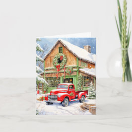 Classic Country Winter Farmhouse Merry Christmas Feestdagen Kaart