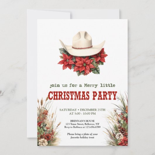 Classic Cowboy Country Christmas Invitation Kaart (Voorkant)