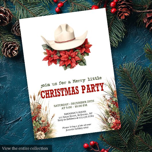 Classic Cowboy Country Christmas Invitation Kaart